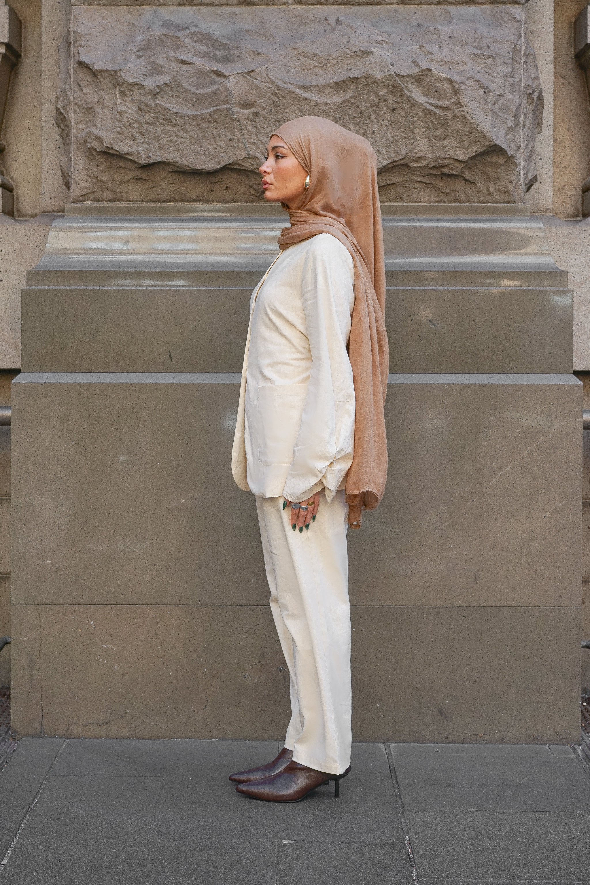 Serene Linen Set Oatmeal Linen Set Pants and Top, view 5