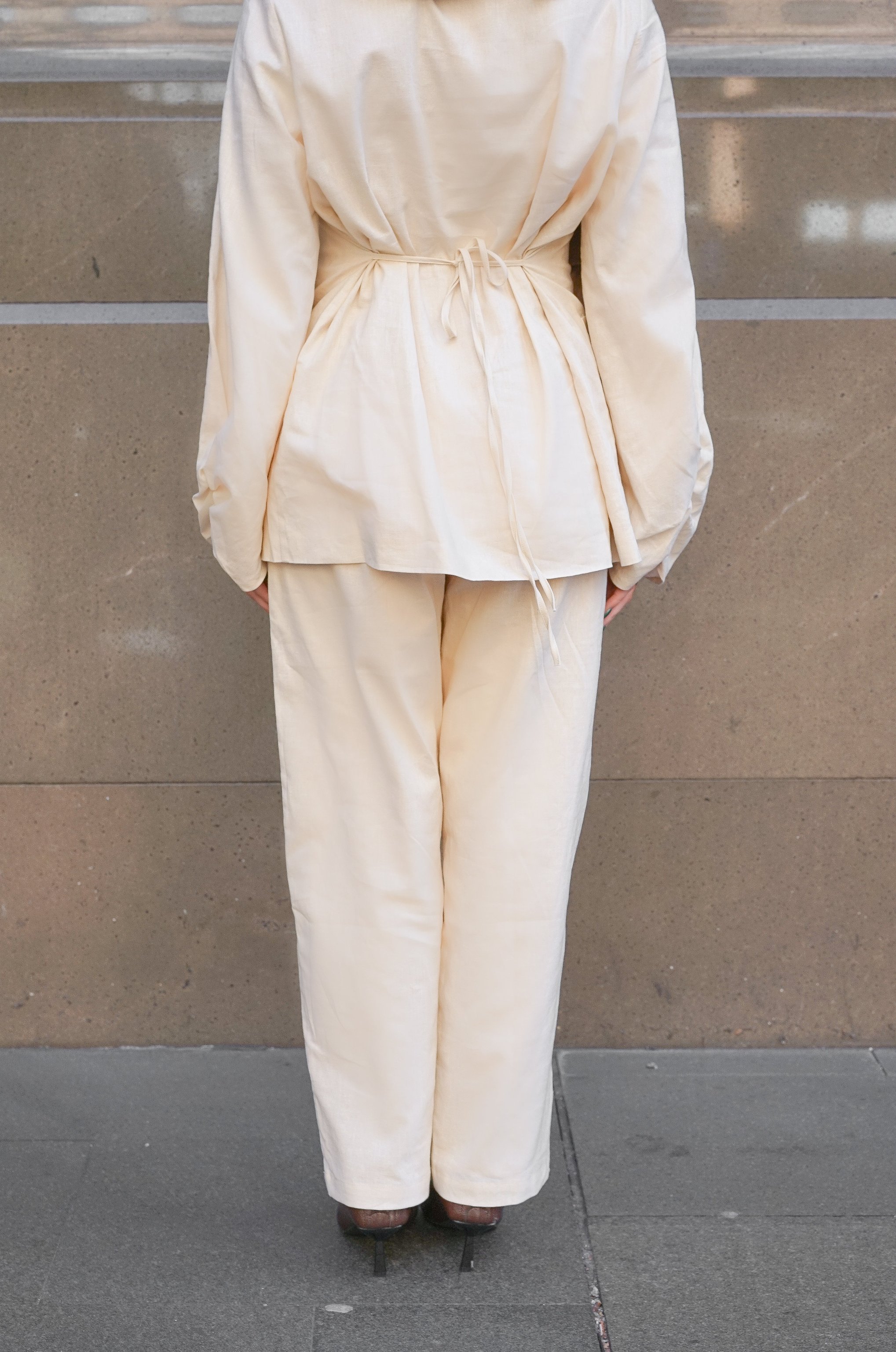 Serene Linen Set Oatmeal Linen Set Pants and Top, view 7