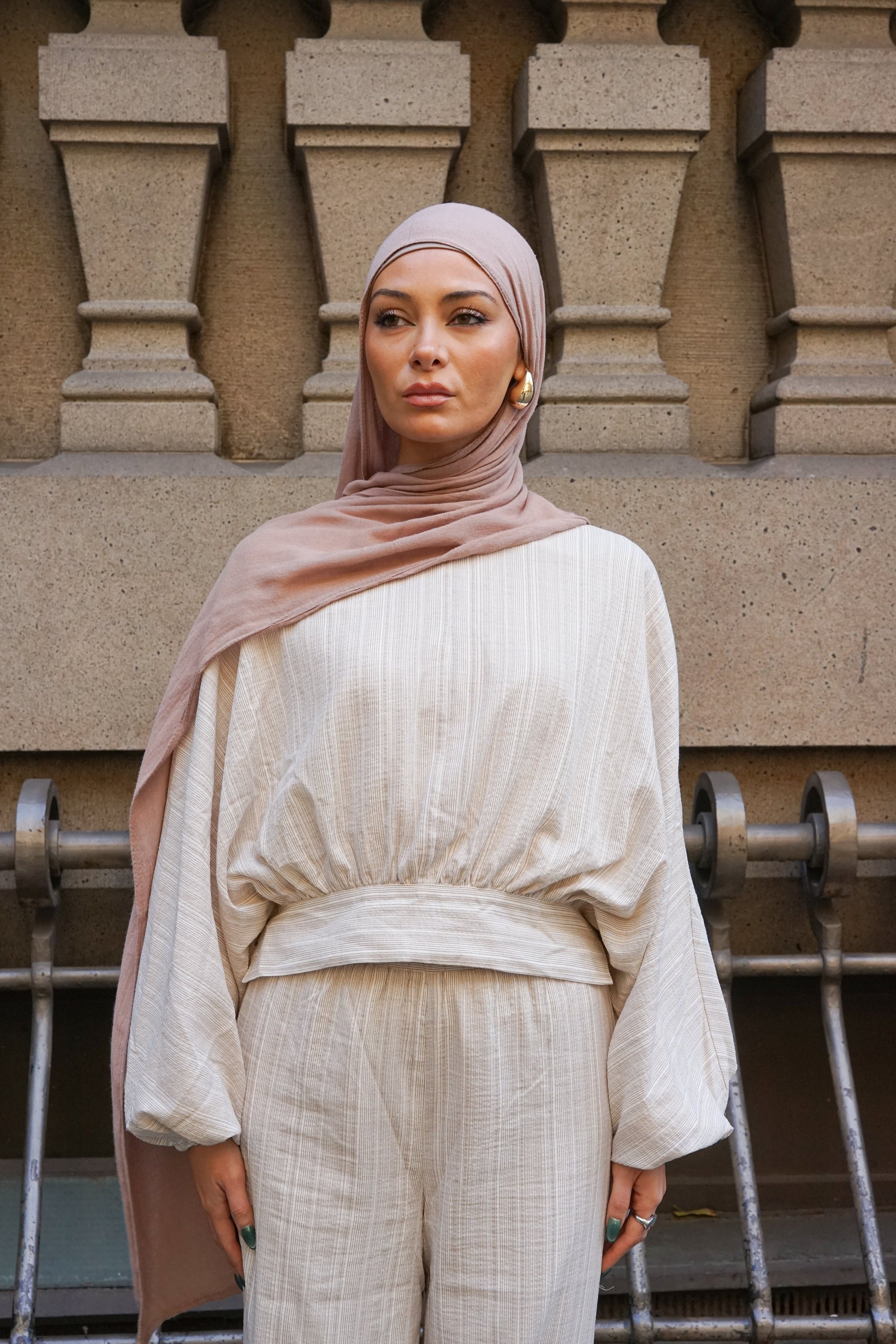 Lina Textured Hem Set Neutral by Orlena Official