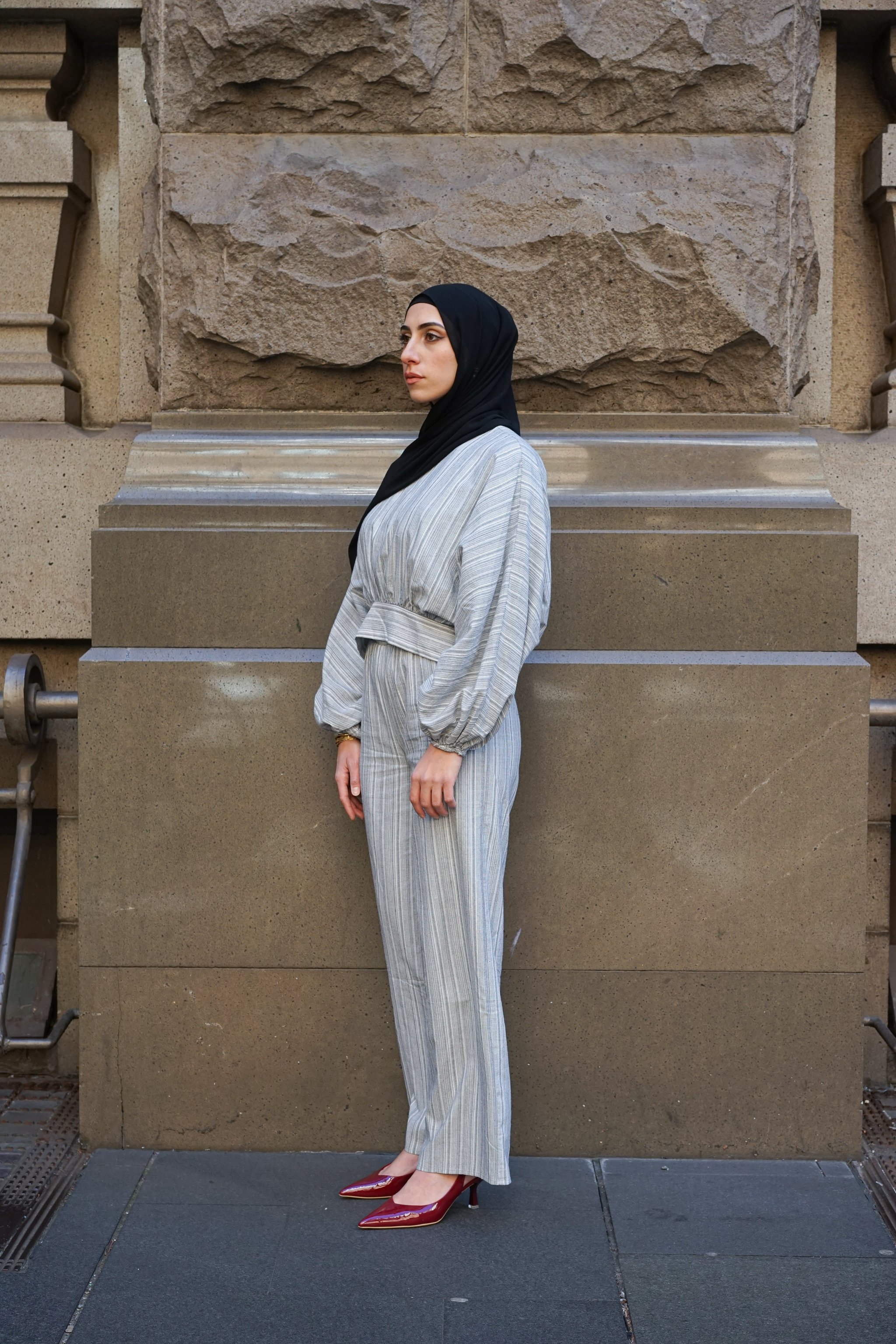 Lina Textured Hem Set Grey, view 3