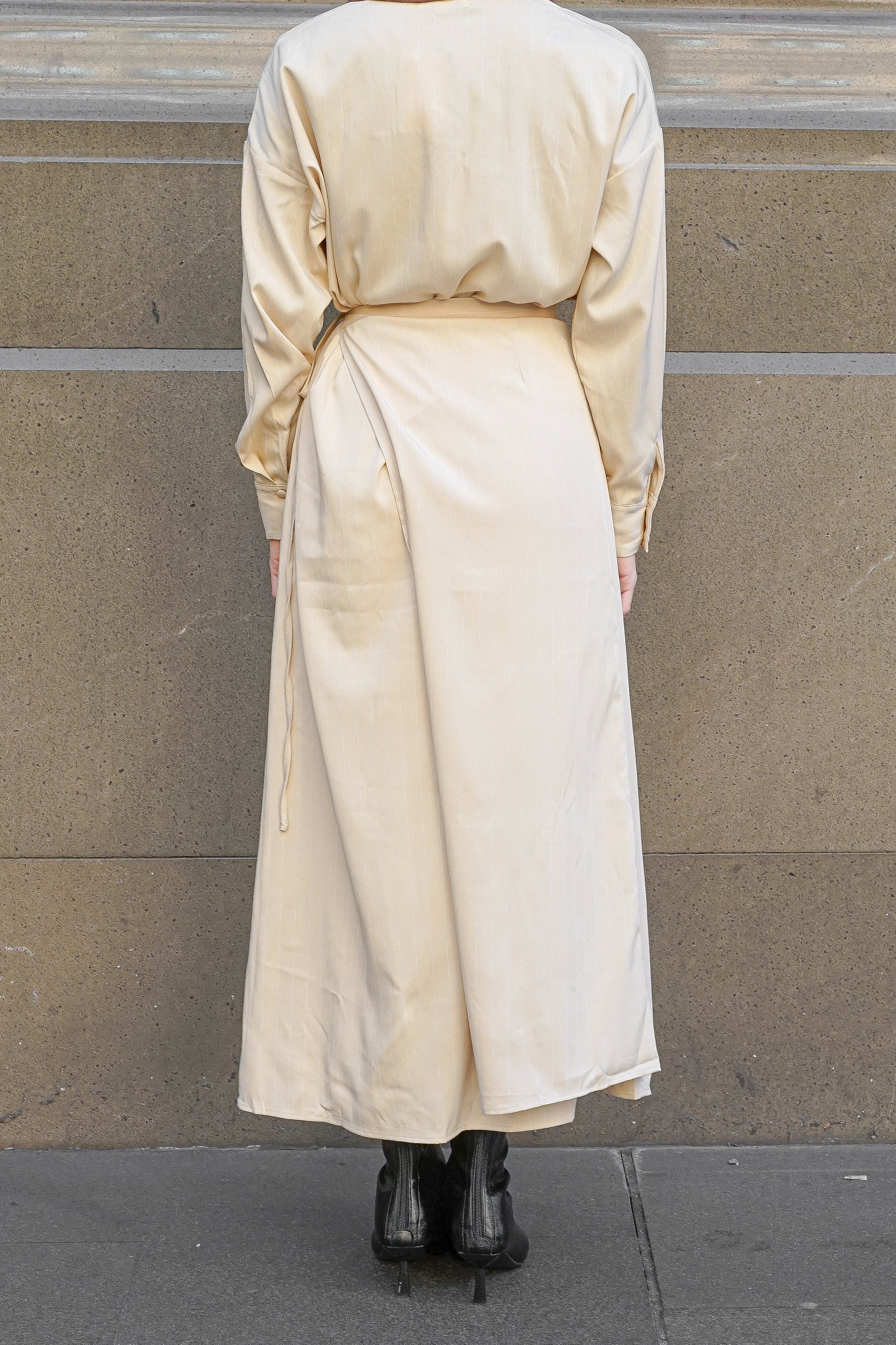 Arden Shirt Dress Beige White Lines, view 4