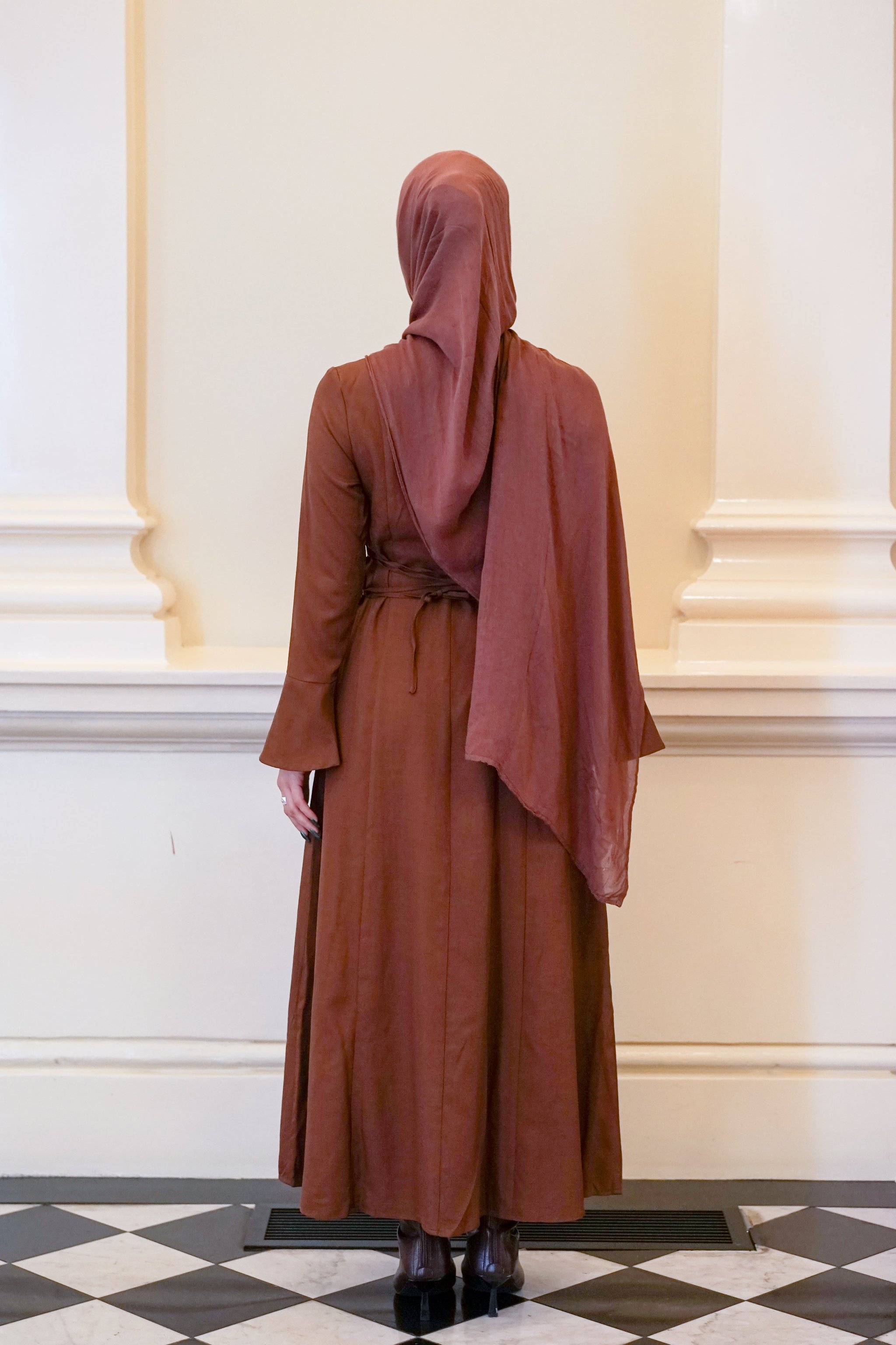 Brown Amara Flare Button Dress, view 3