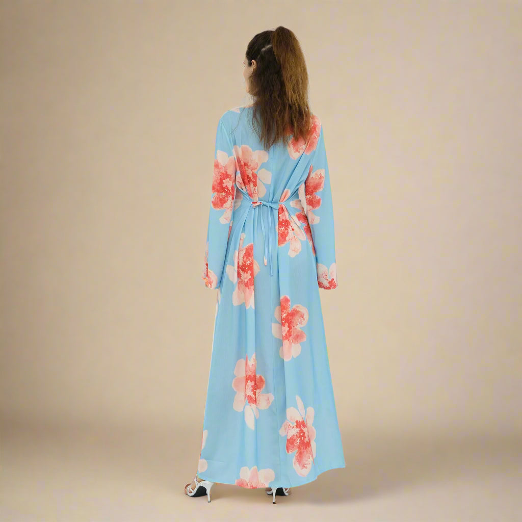 Blossom Bell-Sleeve Modest Maxi Dress, view 5