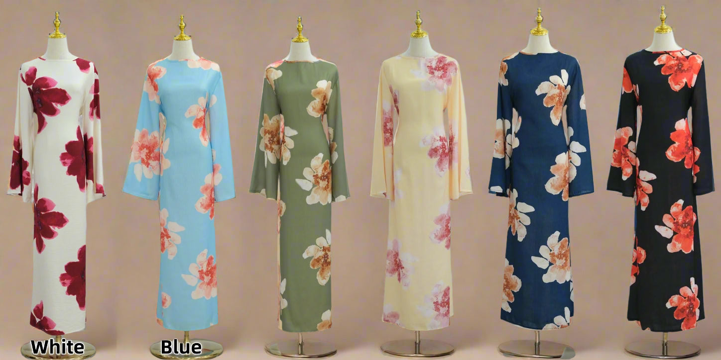 Blossom Bell-Sleeve Modest Maxi Dress, view 6