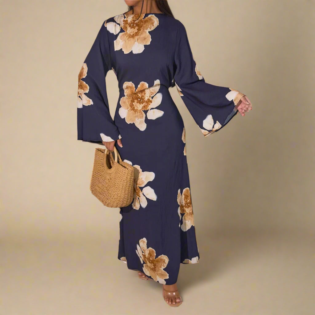 Blossom Bell-Sleeve Modest Maxi Dress, view 7