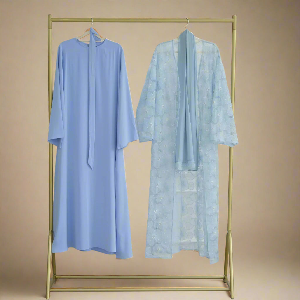 The Fleur Embellished Abaya with Hijab, view 8