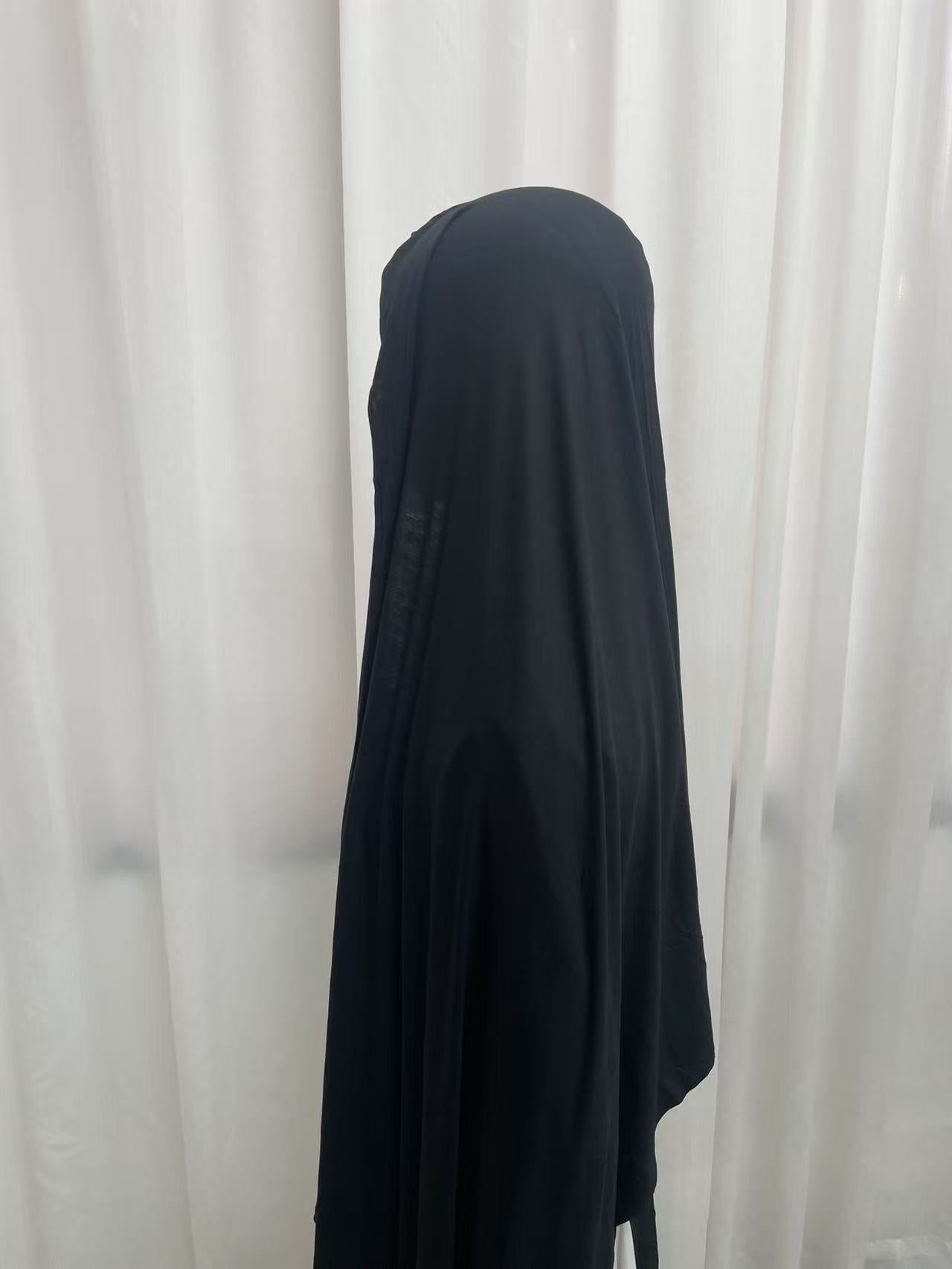 Jet Black OEKO-TEX® Bamboo Jersey Hijab, view 2