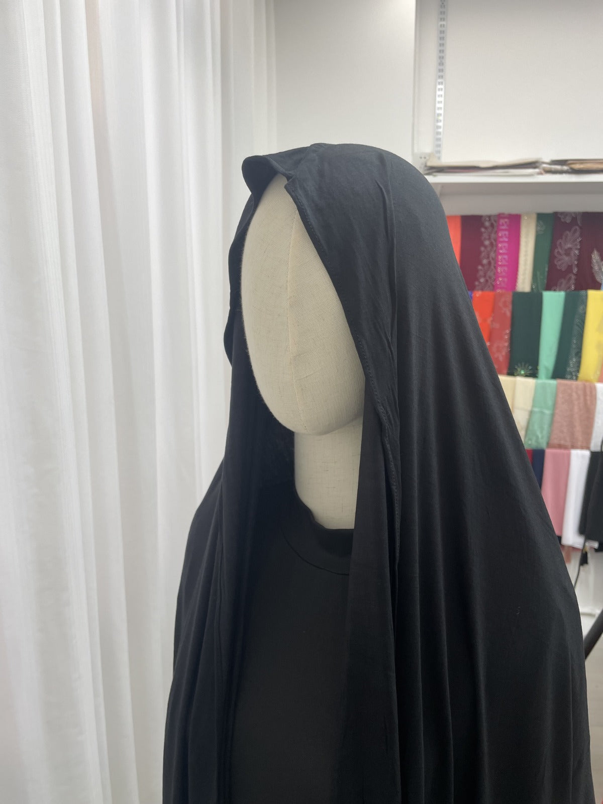 Jet Black OEKO-TEX® Bamboo Jersey Hijab, view 4