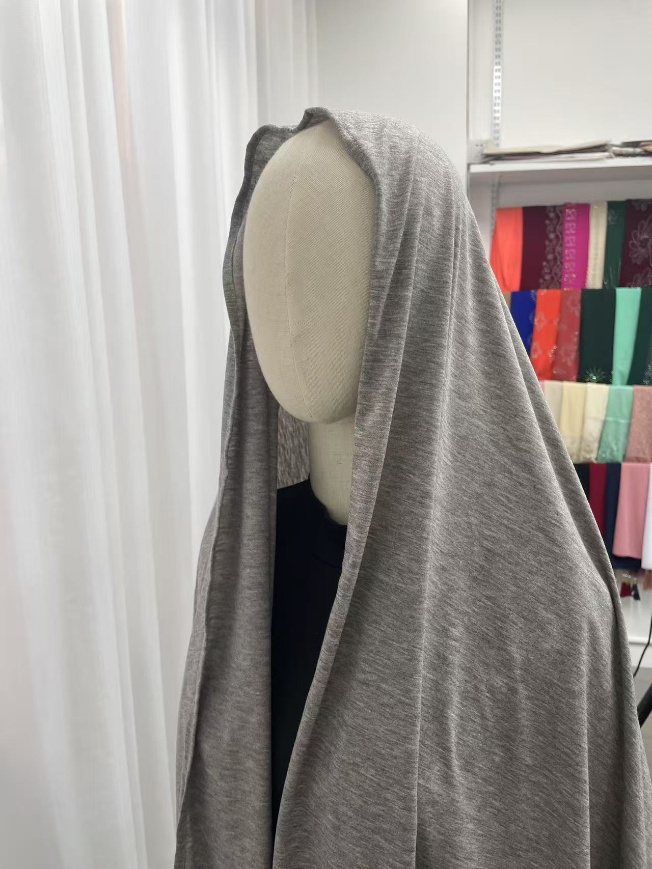 Heather Grey OEKO-TEX® Bamboo Jersey Hijab, view 4