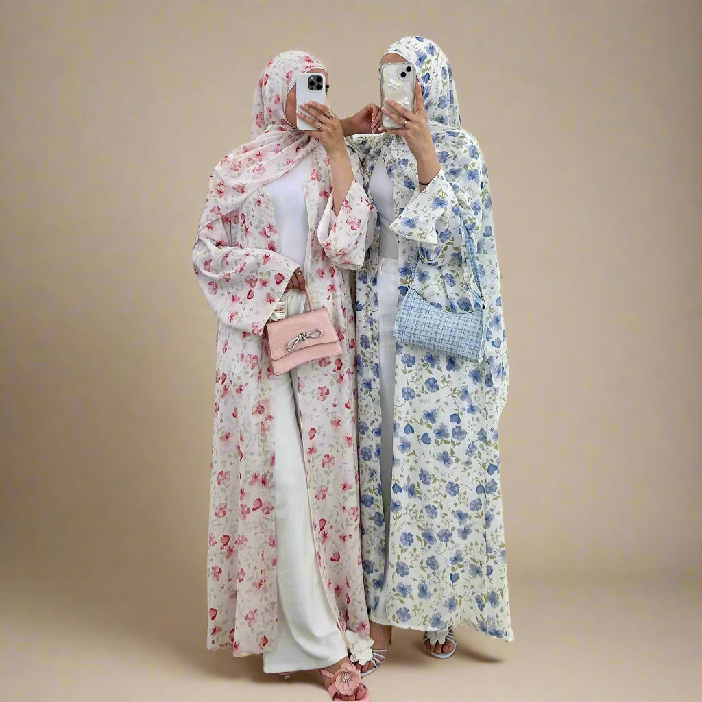 The Pink Floral Abaya & Hijab Set by Try Modest