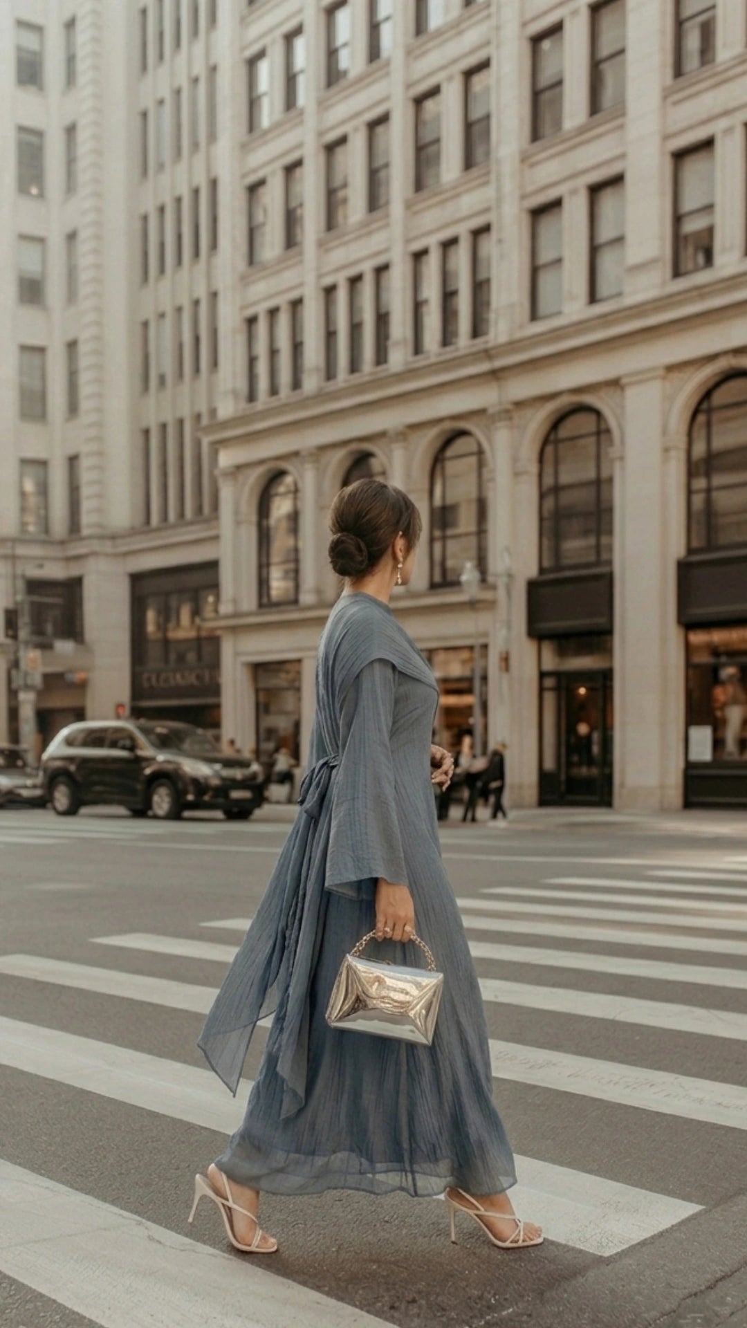 Maya Pleated Long Sleeve Modest Maxi Dress, view 2
