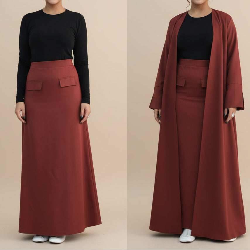 Layan Open Abaya and Maxi Skirt 2 Piece Set by Try Modest