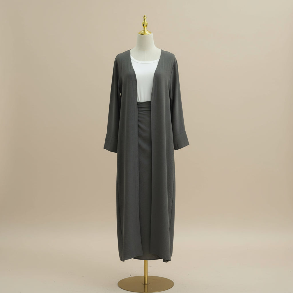 2-Piece Modest Skirt and Open Abaya Set, view 8