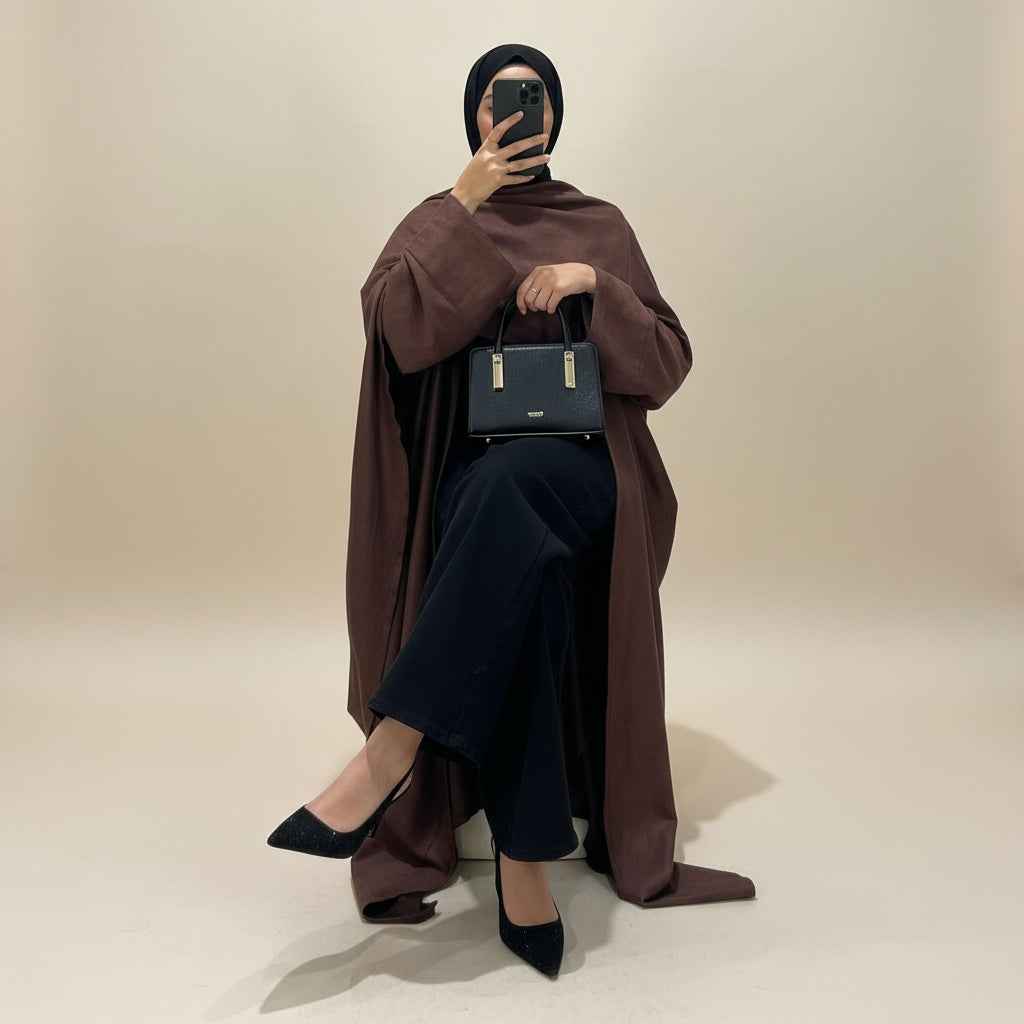 Winter Velvet Wrap Abaya Dress with Shawl detail by Try Modest