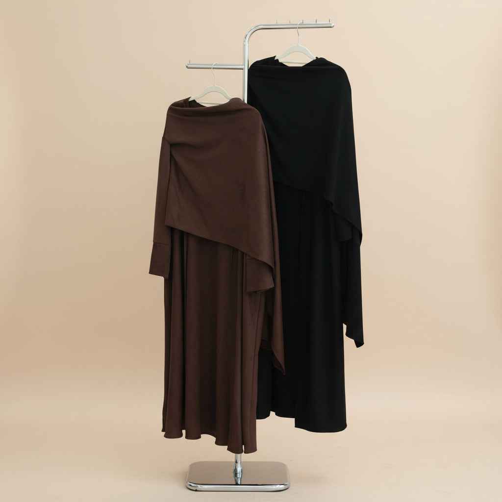 Winter Velvet Wrap Abaya Dress with Shawl detail, view 2