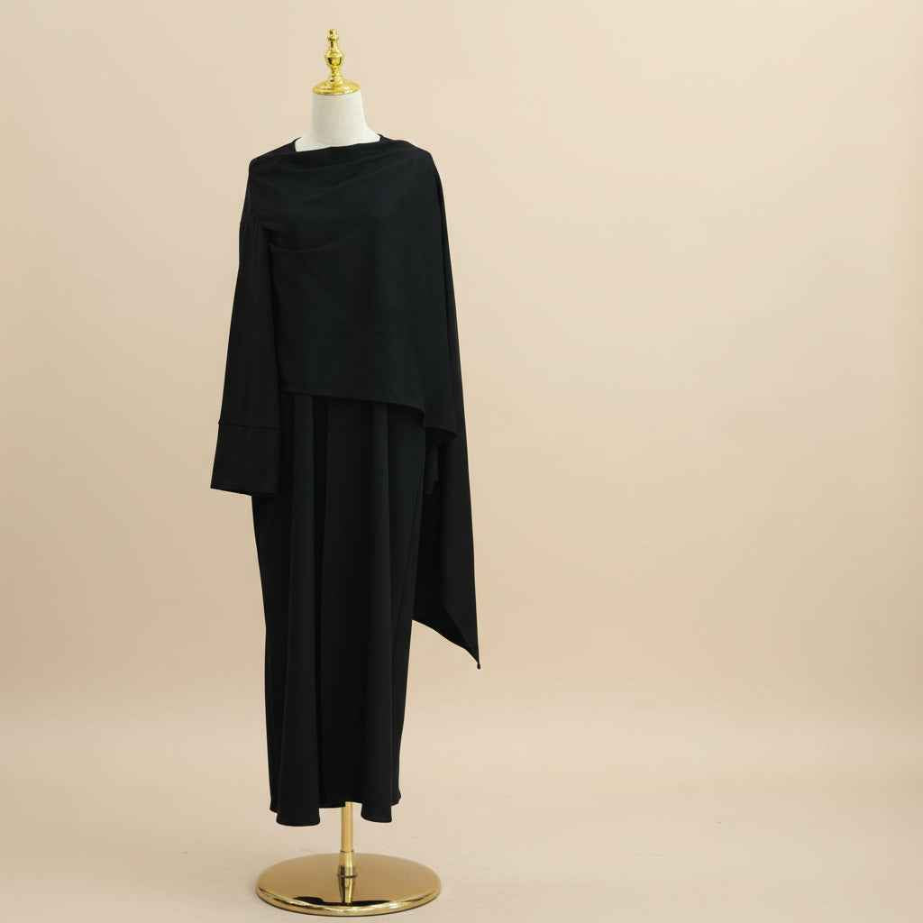Winter Velvet Wrap Abaya Dress with Shawl detail, view 7