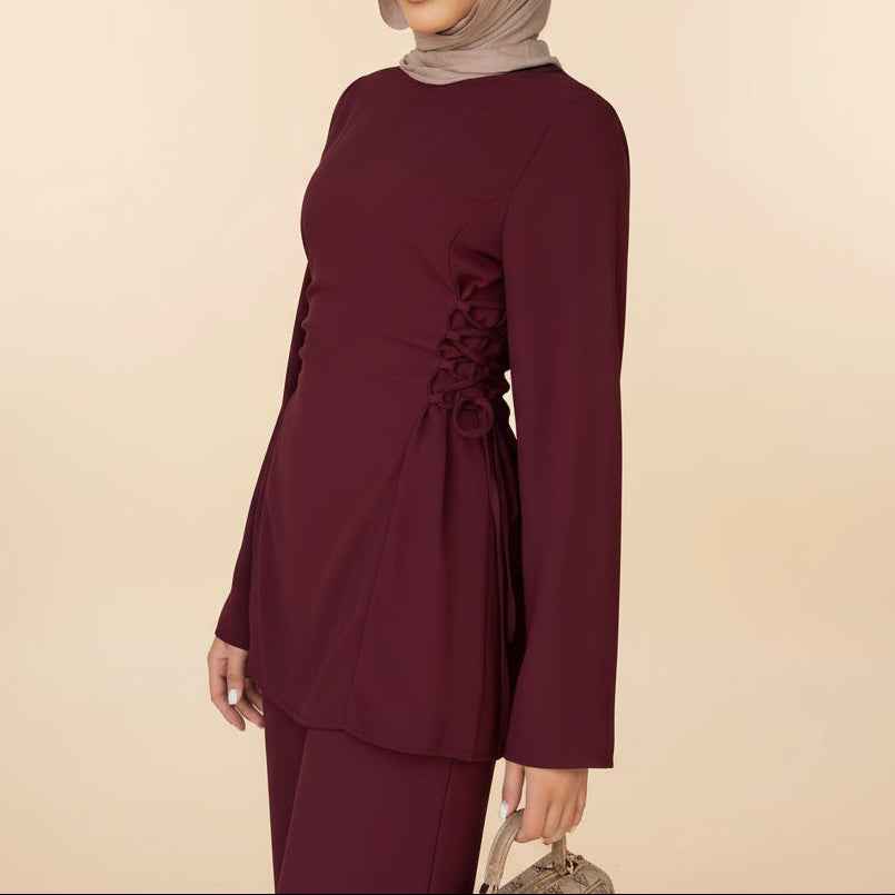 Raya Modest Tie-Waist Tunic & Trouser Co-ord Set, view 2