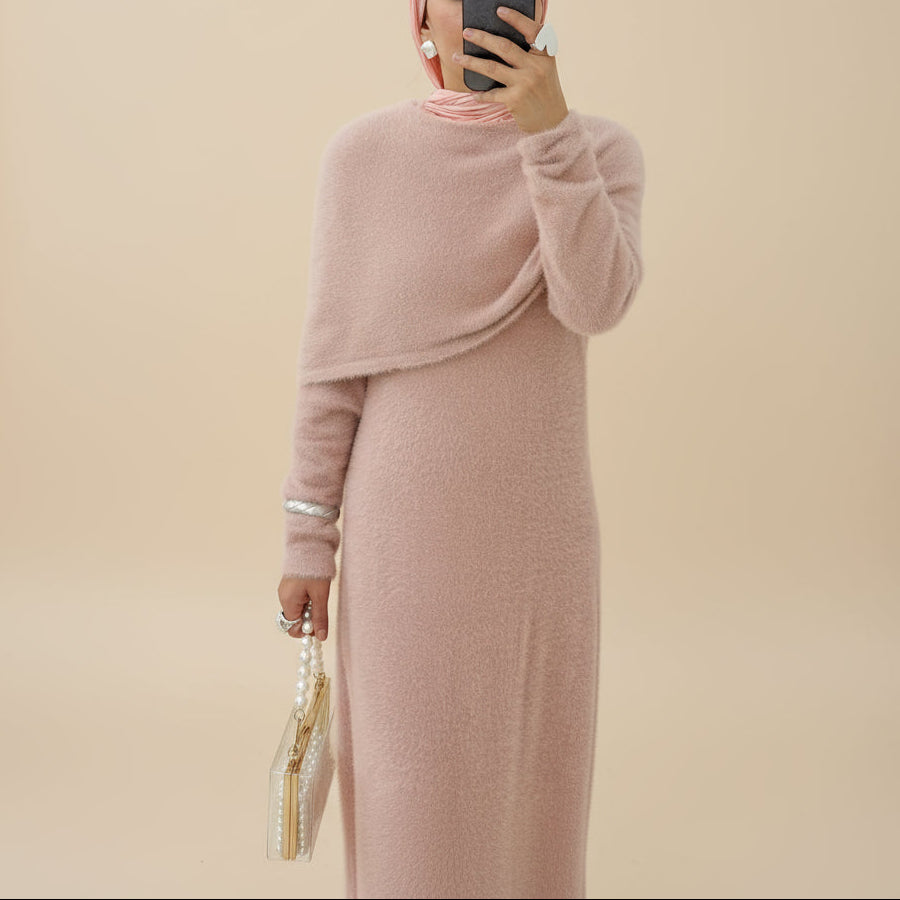 2PC Fuzzy Knit Maxi Dress Set by Try Modest