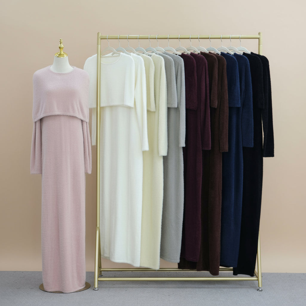 2PC Fuzzy Knit Maxi Dress Set, view 2