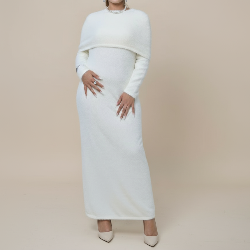 2PC Fuzzy Knit Maxi Dress Set, view 3