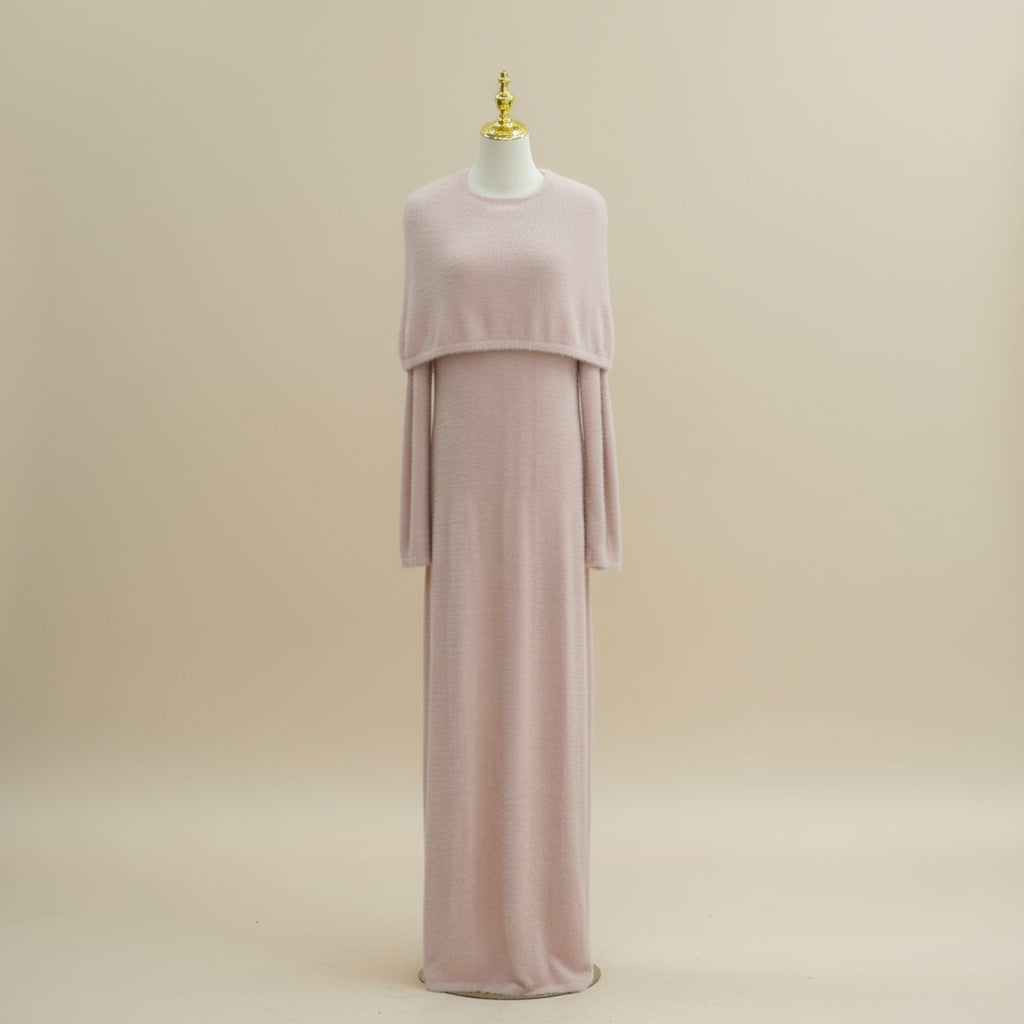 2PC Fuzzy Knit Maxi Dress Set, view 7