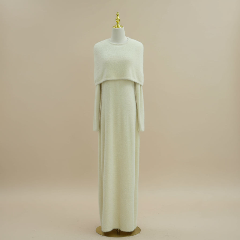 2PC Fuzzy Knit Maxi Dress Set, view 8