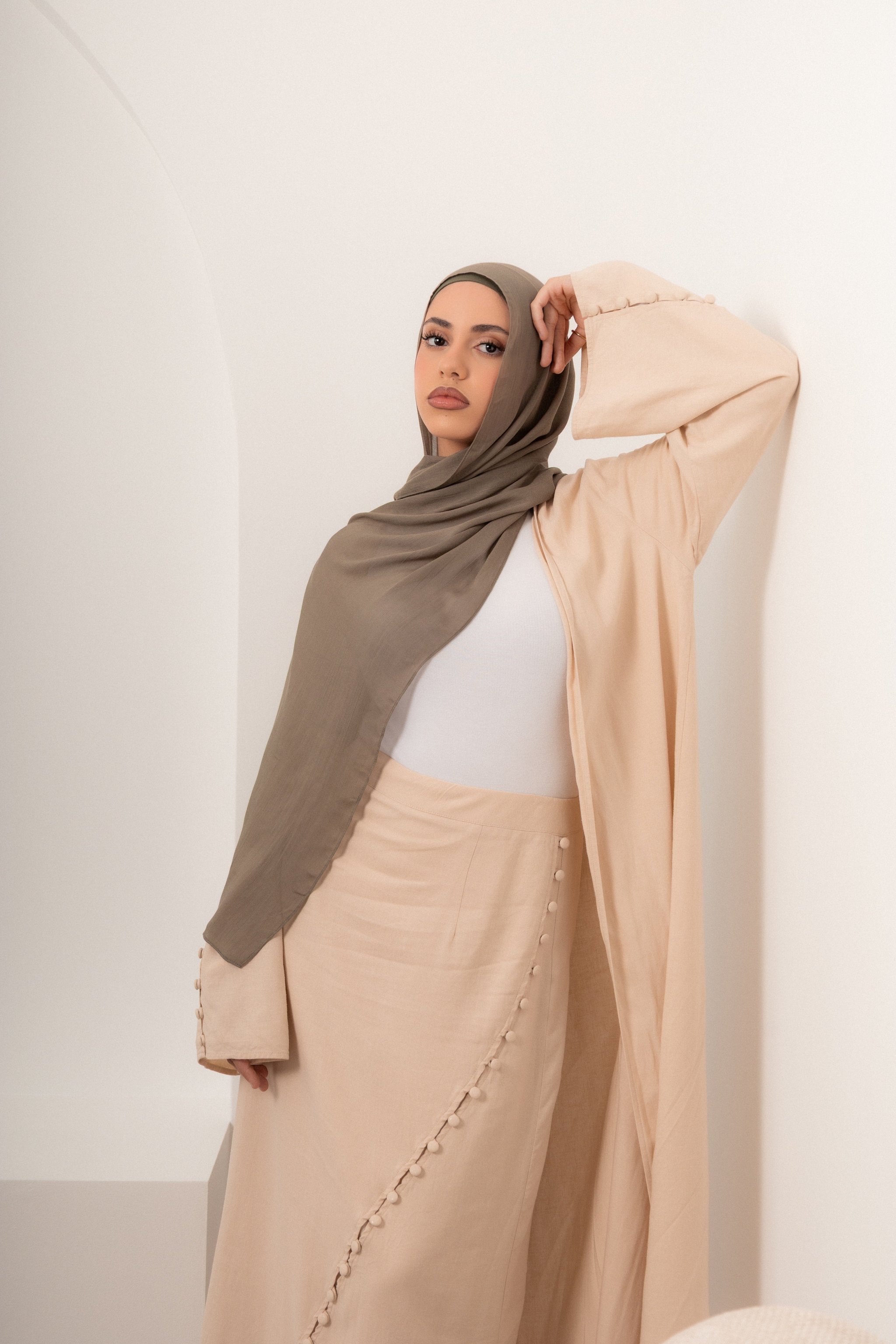 Linen Blend Skirt and Button Cardigan Set, view 5