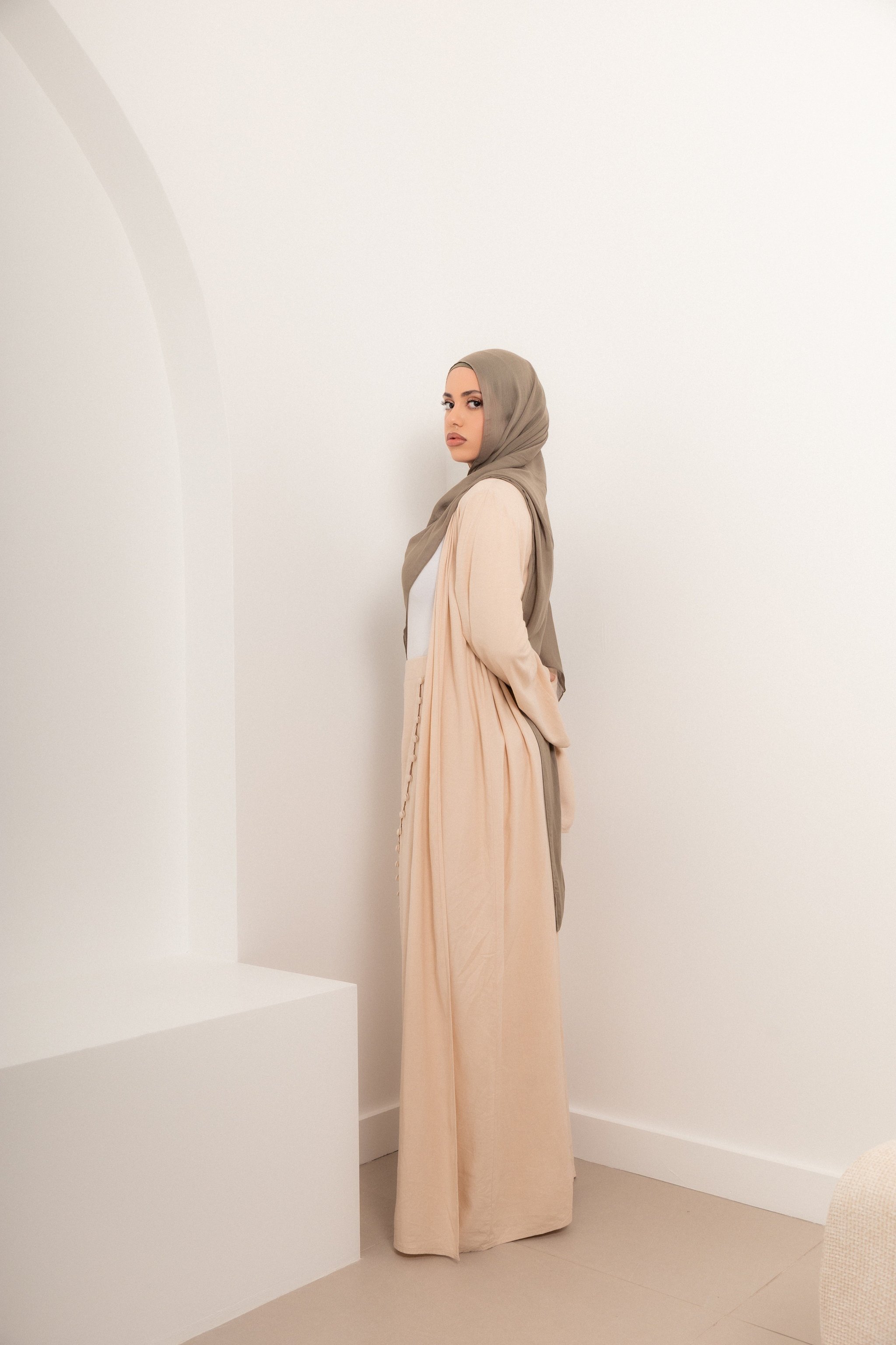 Linen Blend Skirt and Button Cardigan Set, view 6