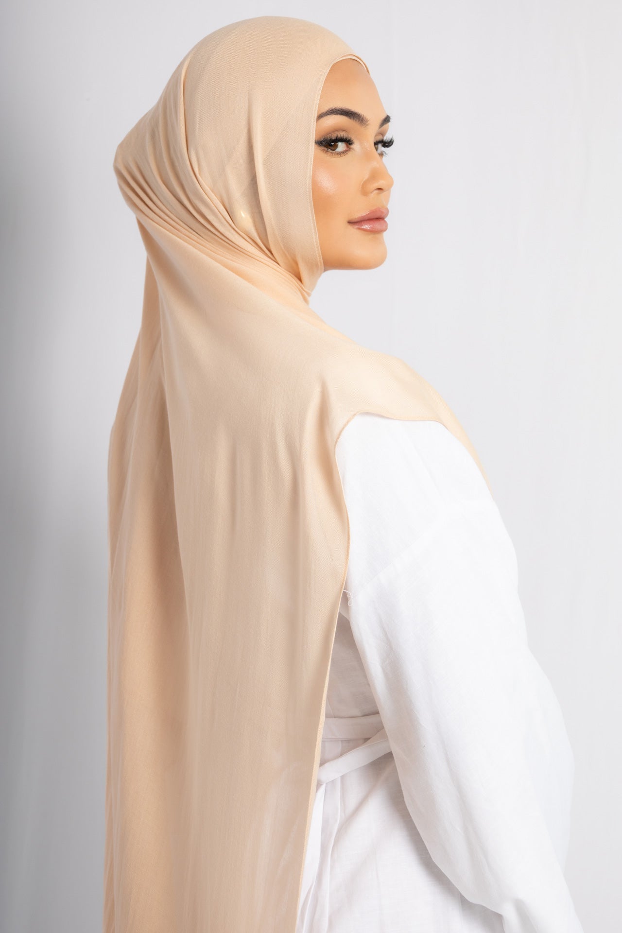 Warm Peach Modal Hijab Comes with Matching Under Cap, view 2