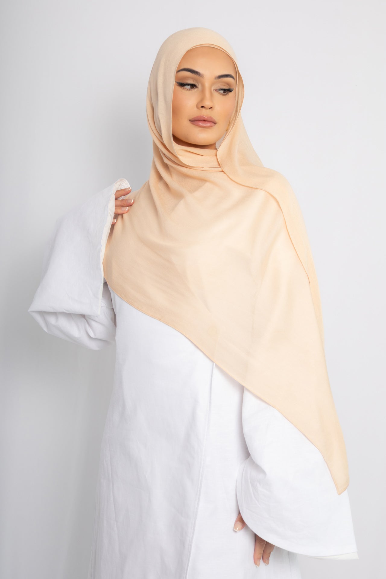 Warm Peach Modal Hijab Comes with Matching Under Cap, view 3