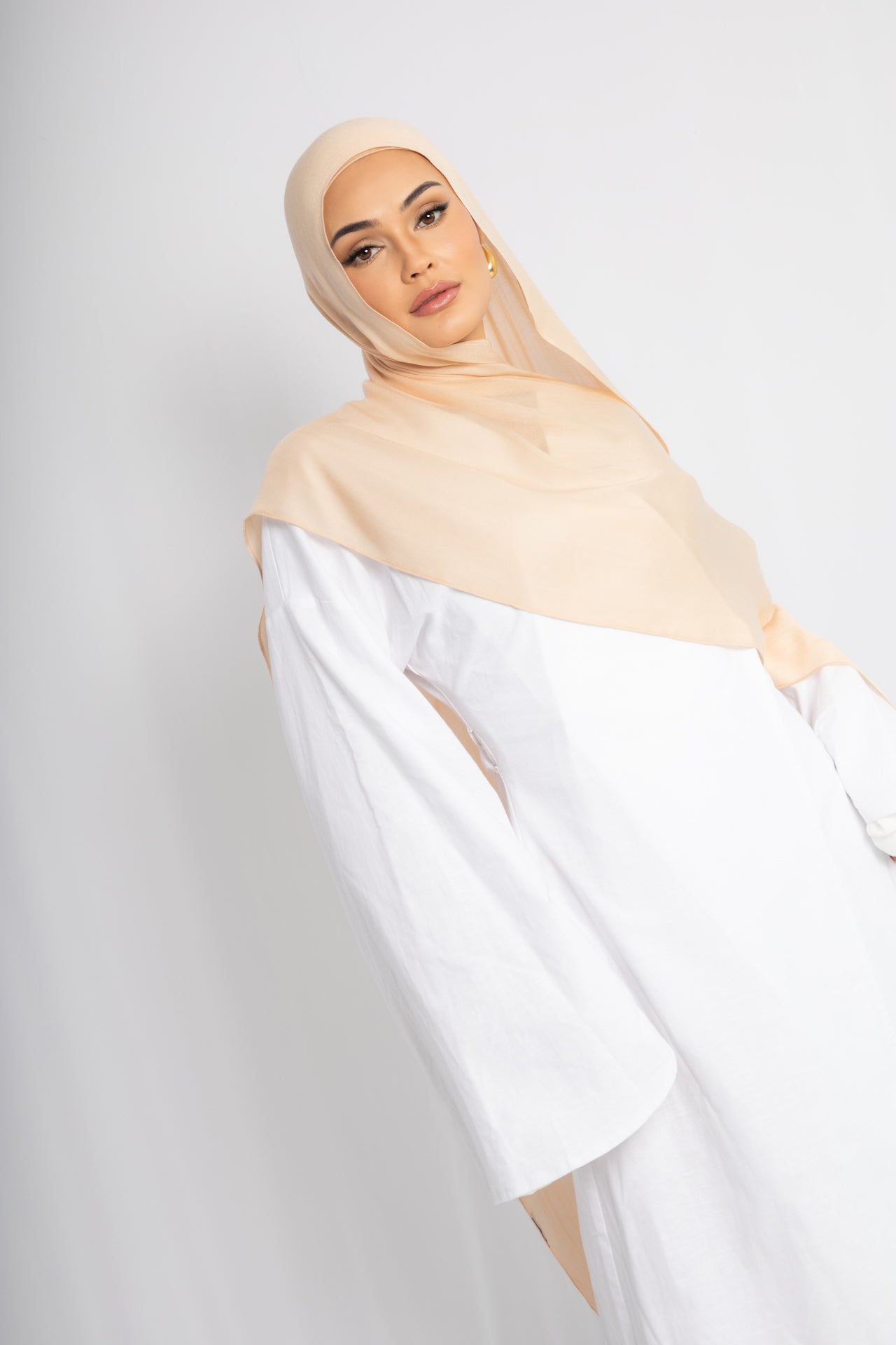 Warm Peach Modal Hijab Comes with Matching Under Cap, view 4