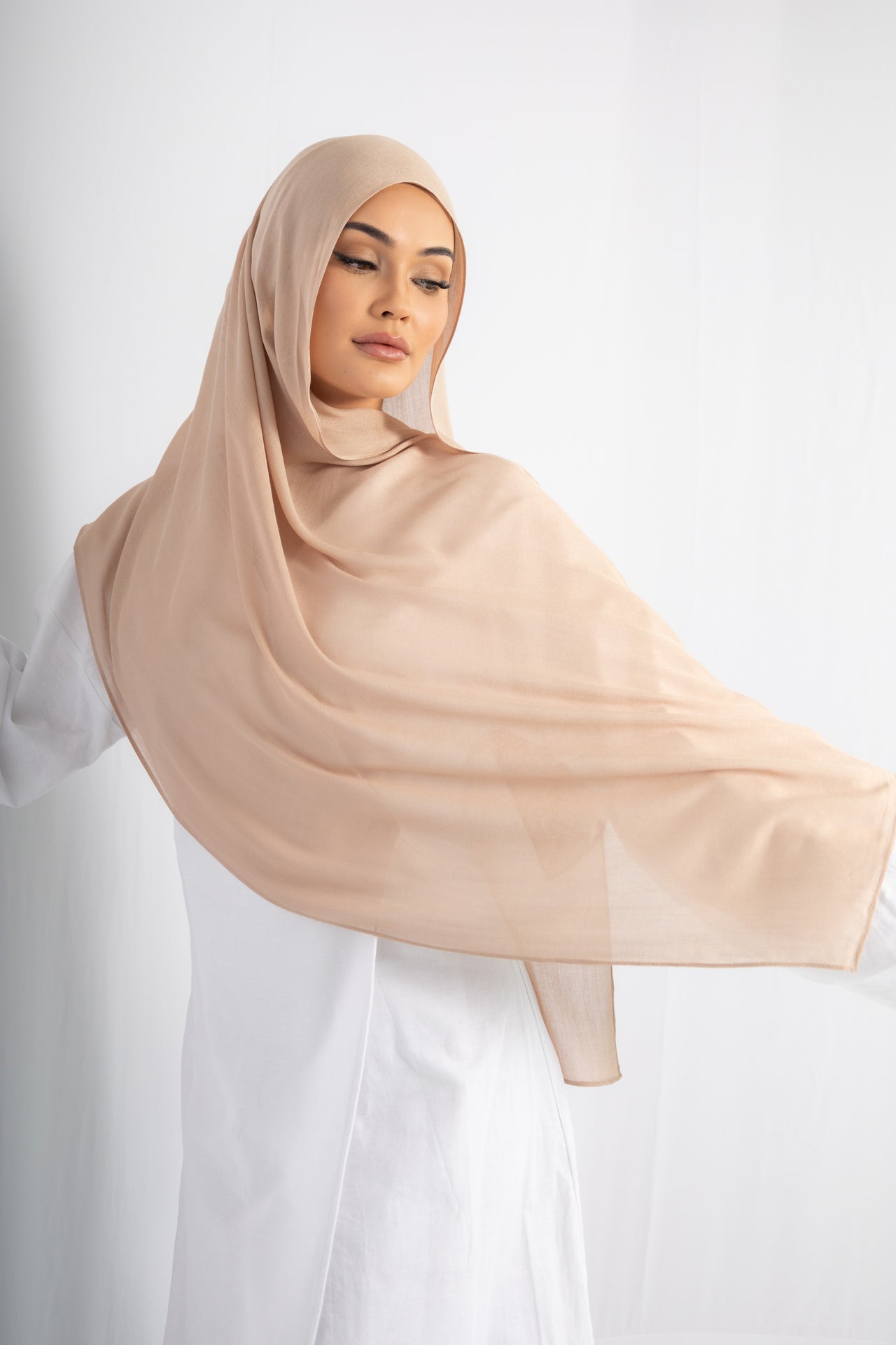 Soft Sand Modal Hijab with Matching Under Cap by Orlena Official