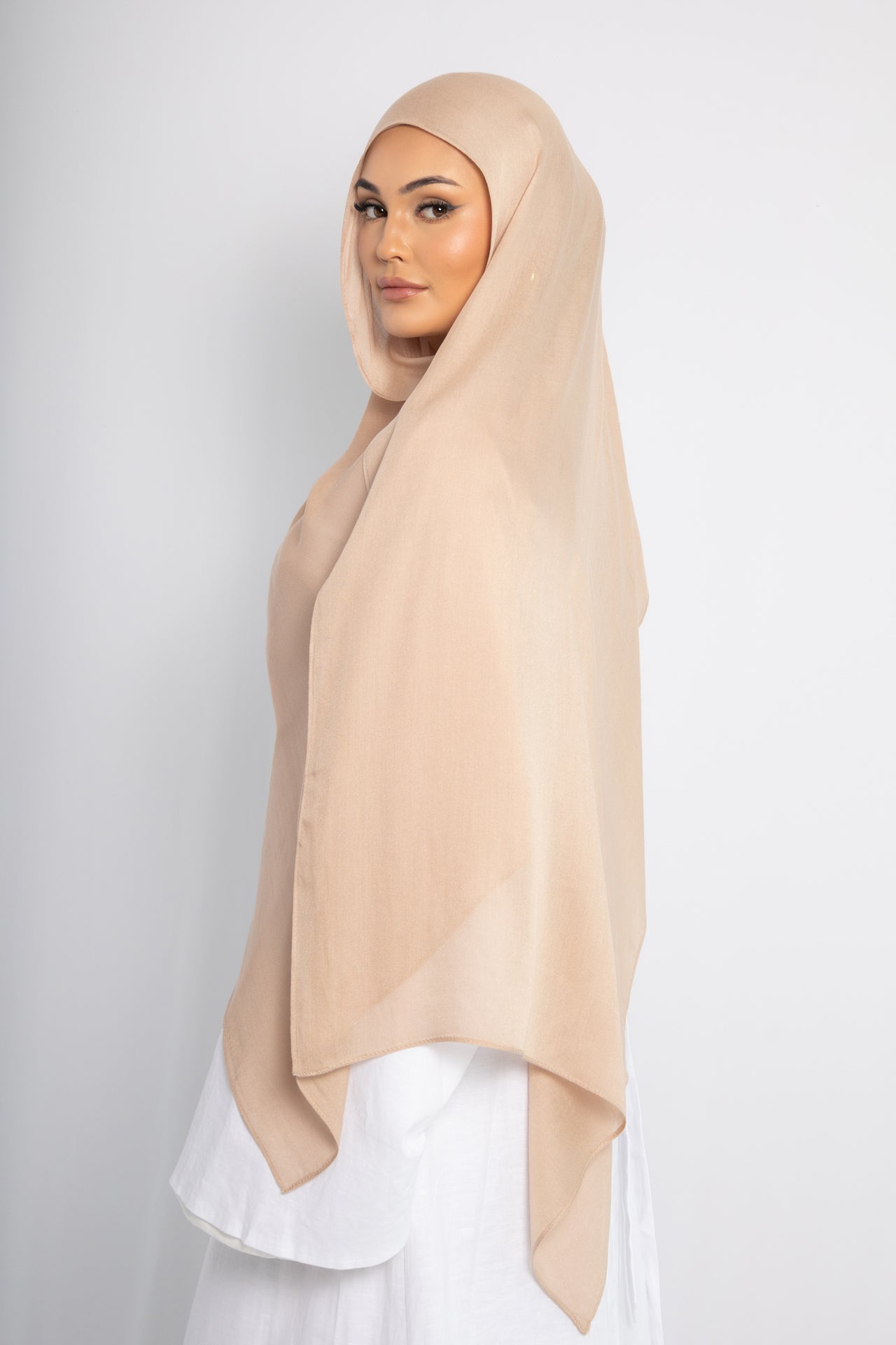 Soft Sand Modal Hijab with Matching Under Cap, view 3