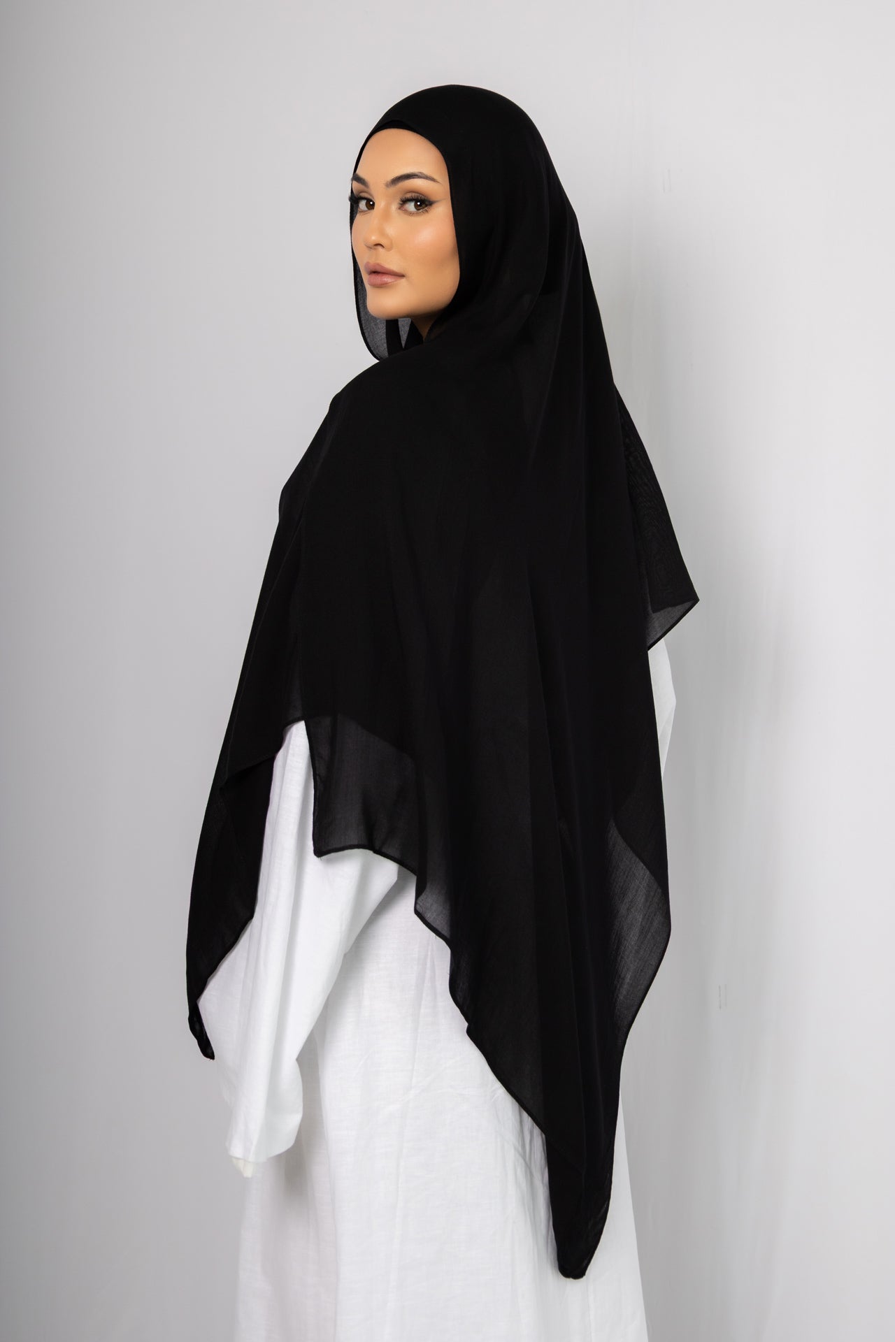 Classic Black Modal Hijab Comes with Matching Under Cap, view 2