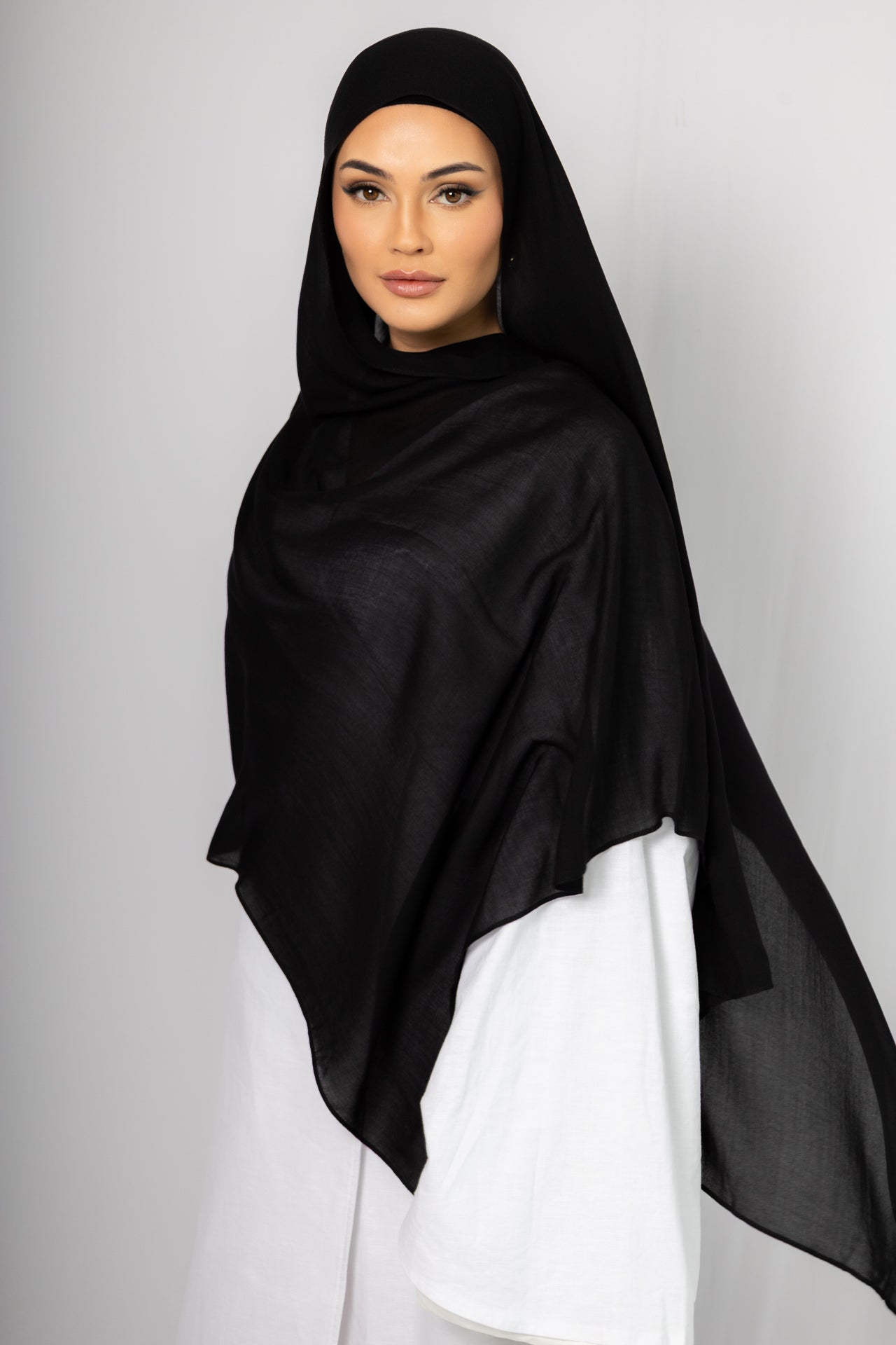 Classic Black Modal Hijab Comes with Matching Under Cap, view 3