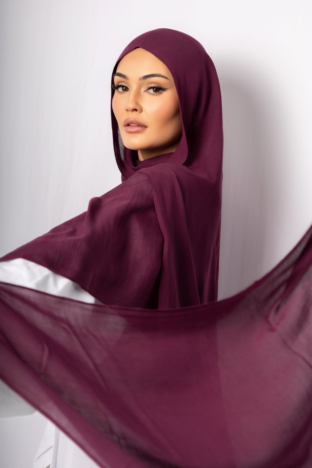 Royal Plum Modal Hijab with Matching Under Cap by Orlena Official