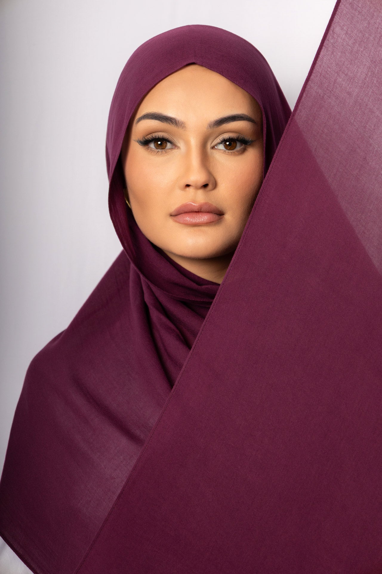 Royal Plum Modal Hijab with Matching Under Cap, view 4