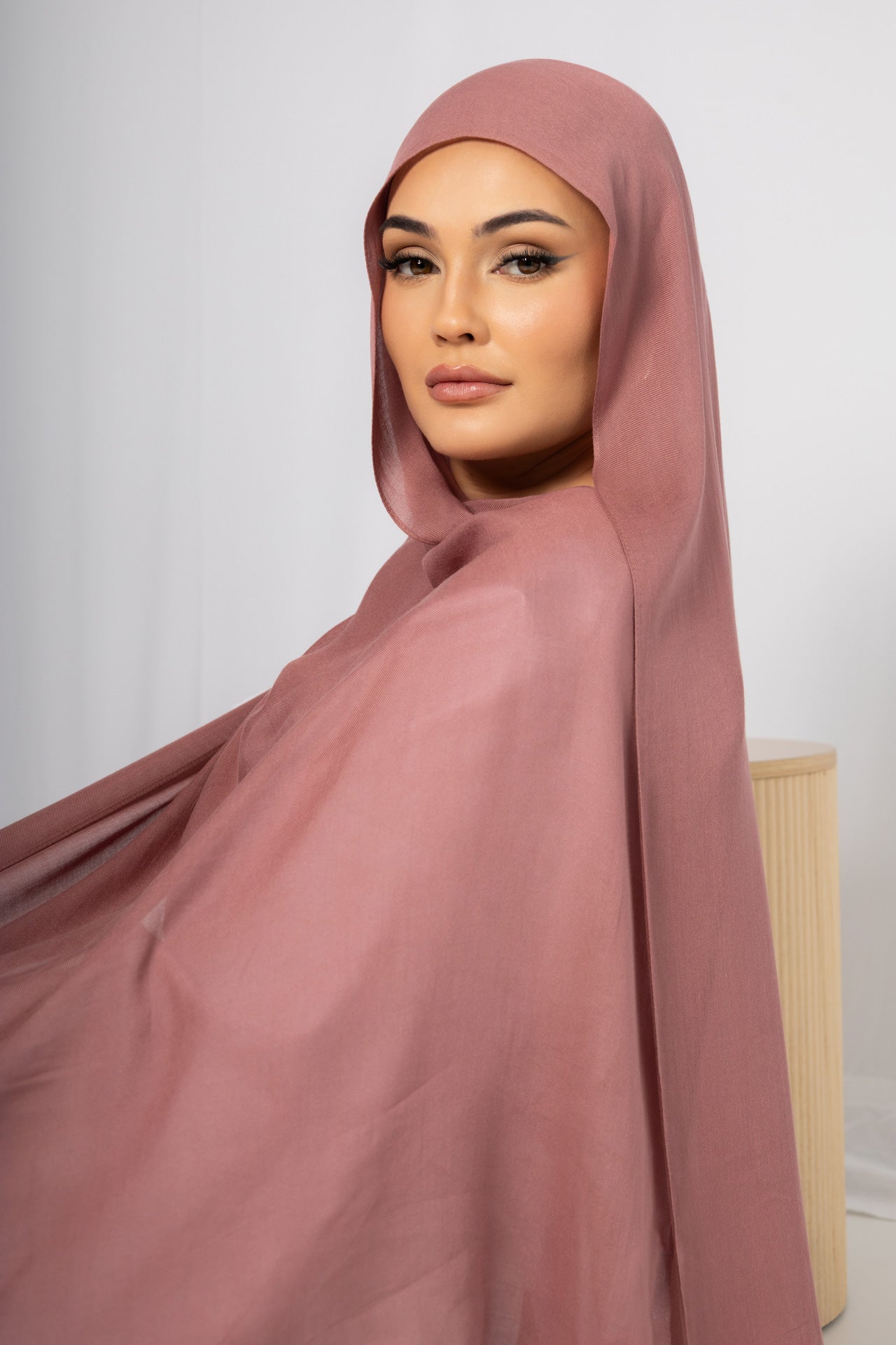 Dusky Rose Modal Hijab Comes with Matching Under Cap, view 2