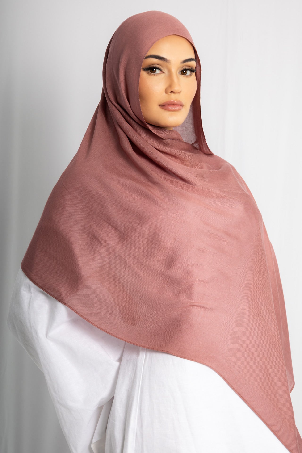 Dusky Rose Modal Hijab Comes with Matching Under Cap, view 3