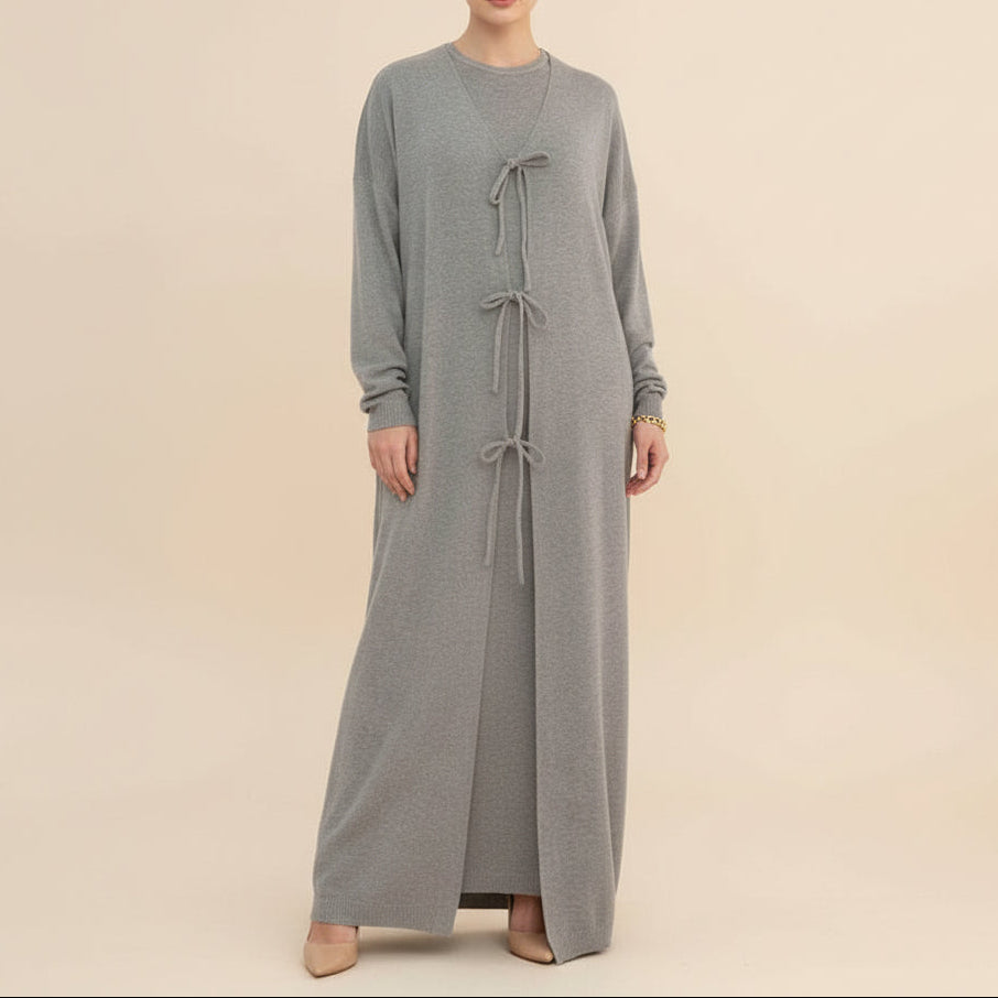 Arwa Knit Maxi Cardigan Abaya, view 6