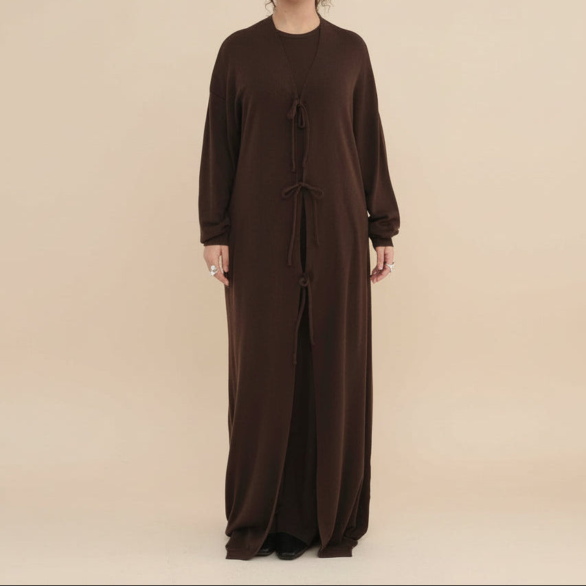 Arwa Knit Maxi Cardigan Abaya, view 8
