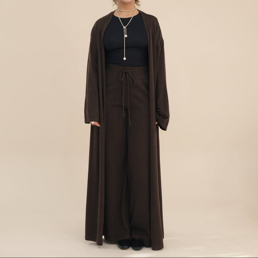 Women's 2-Piece Ribbed Lounge Set: Cardigan & Wide Leg Co-ord by Try Modest