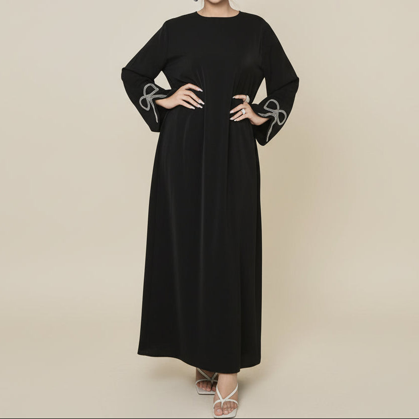 Yara Nida Bow-Sleeve Abaya Maxi Dress, view 3