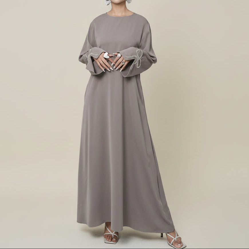 Yara Nida Bow-Sleeve Abaya Maxi Dress, view 4