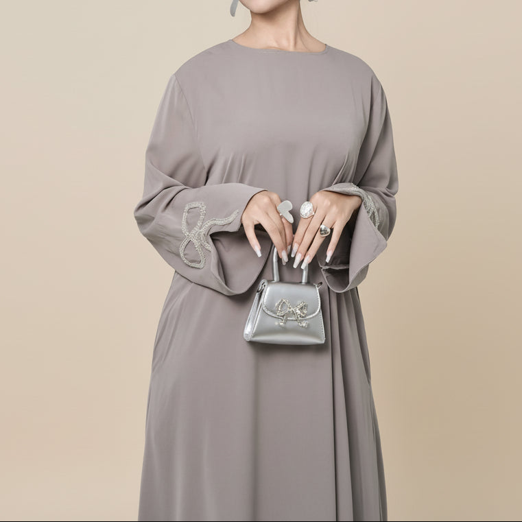 Yara Nida Bow-Sleeve Abaya Maxi Dress, view 7
