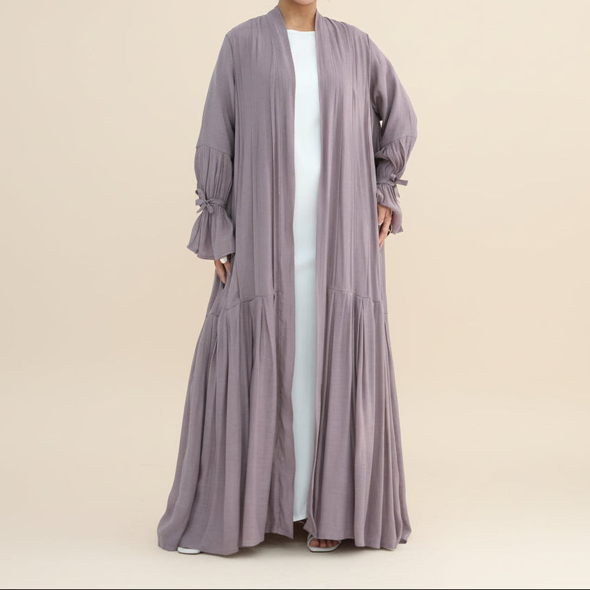 Rumi 2-Piece Evening Gown Set – Soft Breathable Open Front Abaya & Hijab, view 4