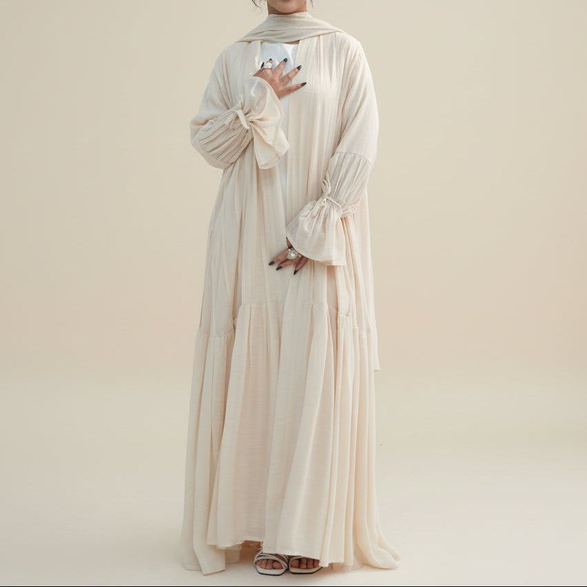 Rumi 2-Piece Evening Gown Set – Soft Breathable Open Front Abaya & Hijab, view 8
