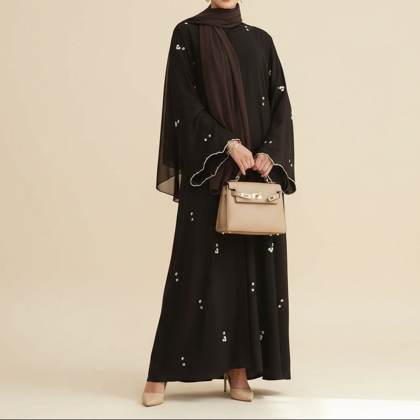 Lila Scalloped Floral Abaya Set, view 2