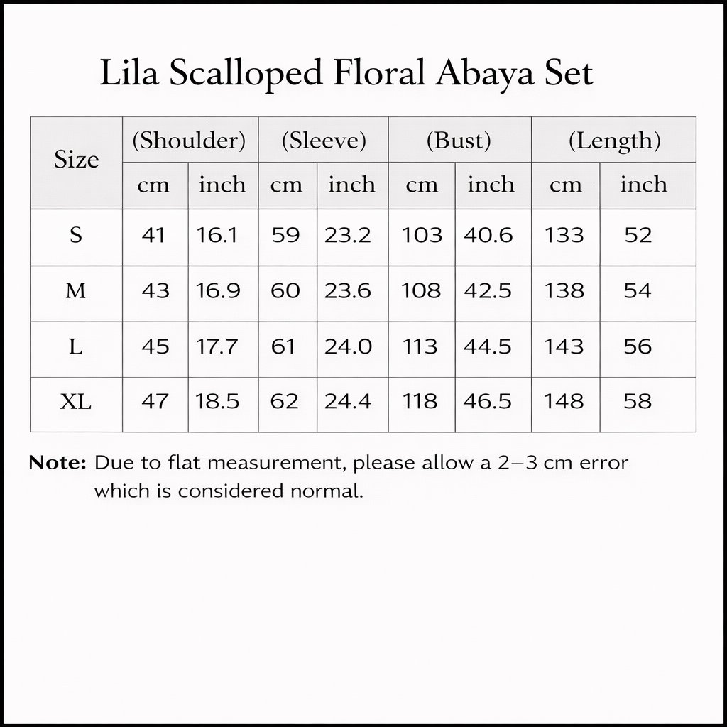 Lila Scalloped Floral Abaya Set, view 4