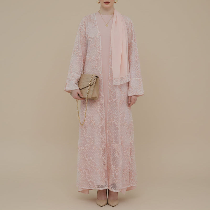 Aura 3D Floral Tulle Abaya Set, view 2